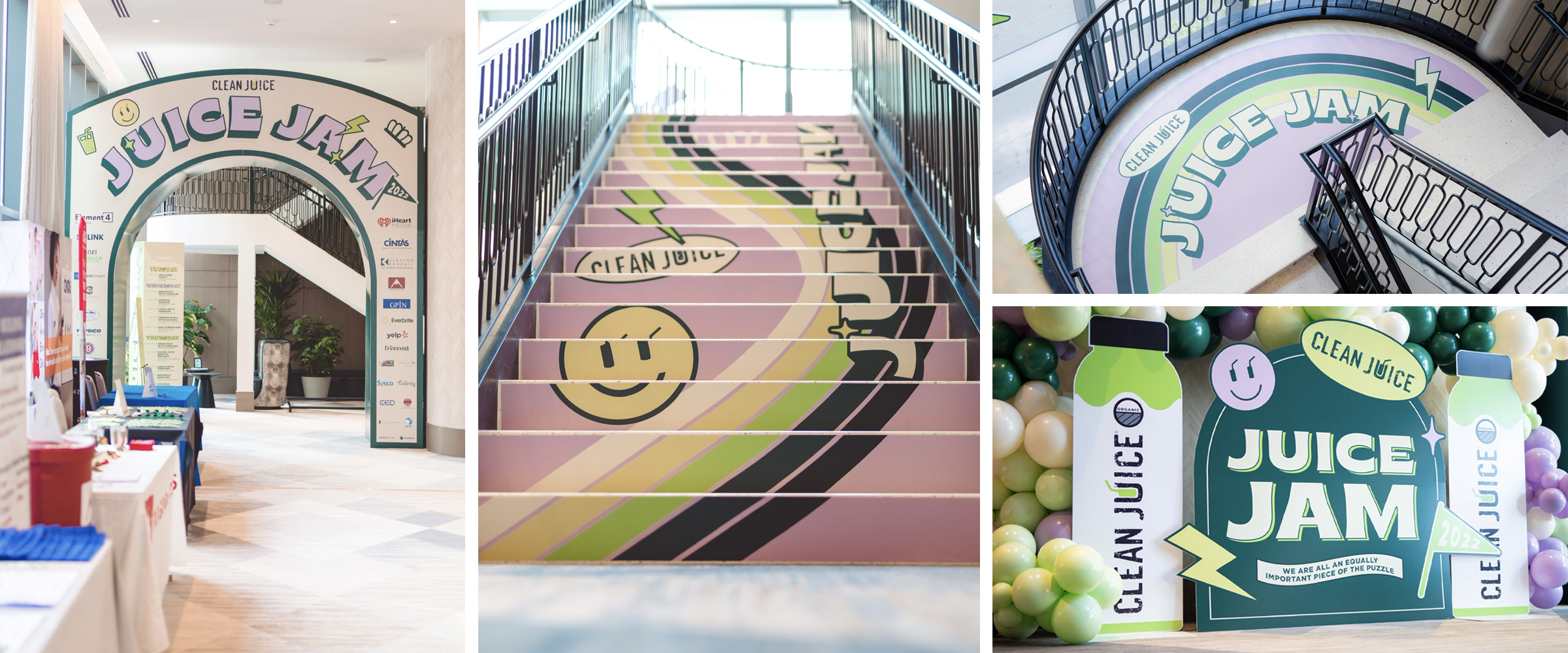 A set of stairs with a smiley face and Juice Jam