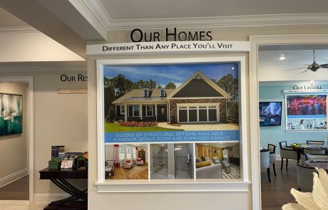 Environmental Lobby Signage, Mural of a house, Our homes, Different than any place you'll visit