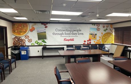 Indoor meeting room for a soup company. Connecting people through food they love. Campbell's