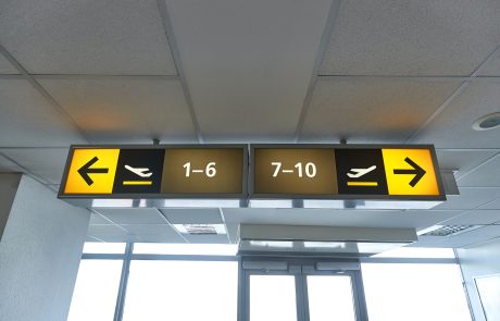 Directional Signage in an airport, 1-6 & 7-10