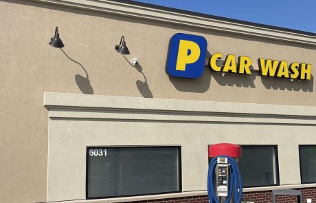 large outdoor LED carwash business sign