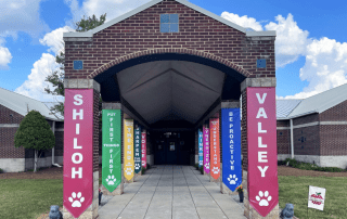 banner signs, custom outdoor school avenue pole banners for Shiloh Valley Elementary by Element 4 Signs & Graphics